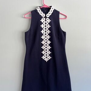 Lilly Pulitzer Navy Sleeveless Dress with White Decorative Trim